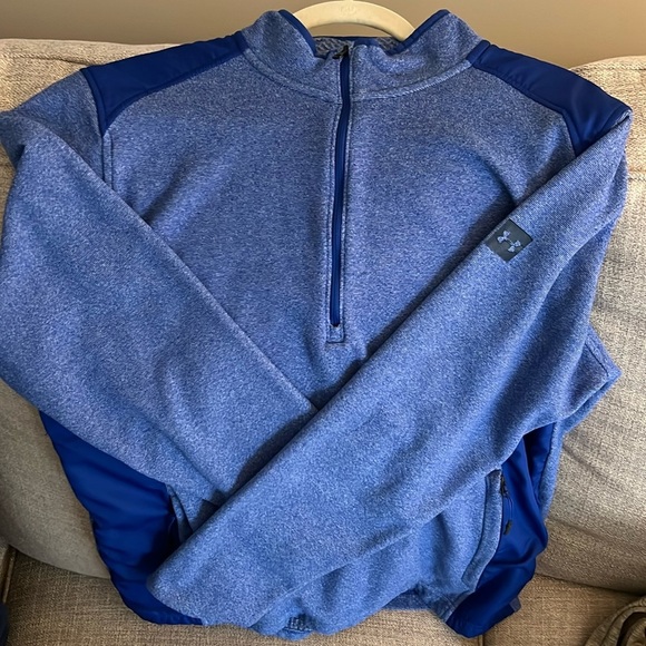 Under Armour Cold Gear Loose Fit 1/4 Zip Pullover (Men's Large) Blue - Picture 1 of 7